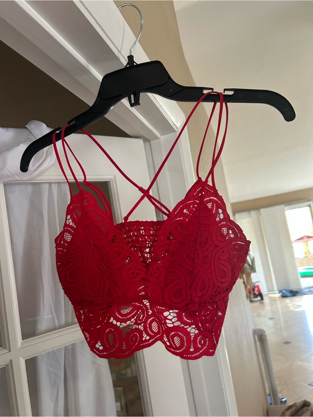 Red Lace Bralette Crop Top
